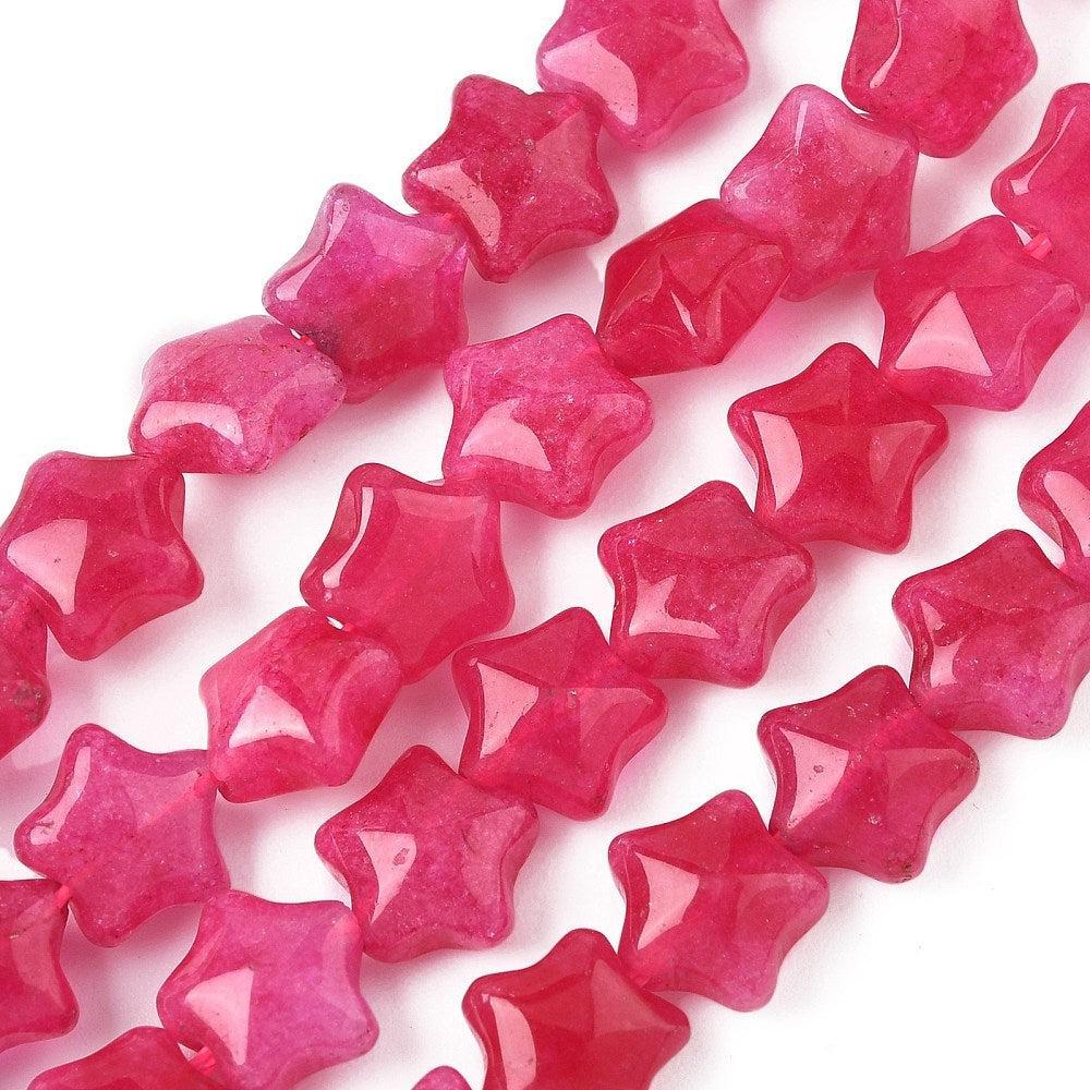Edelsteen jade kralen ster roze 7,5mm- per stuk-Kralen-Kraaltjes van Renate