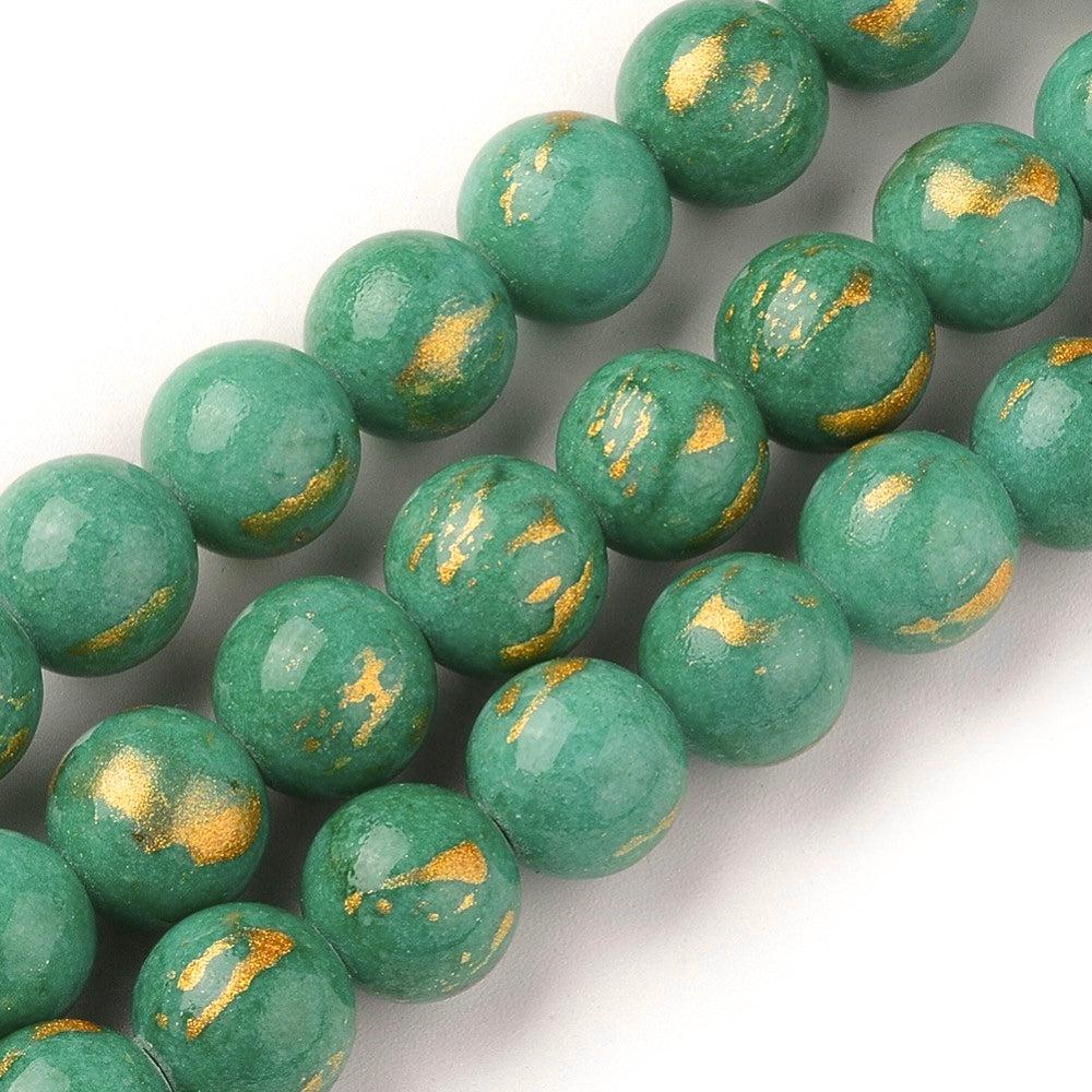 Edelsteen jade lichtgroen goud 4mm - 25 stuks-Kralen-Kraaltjes van Renate