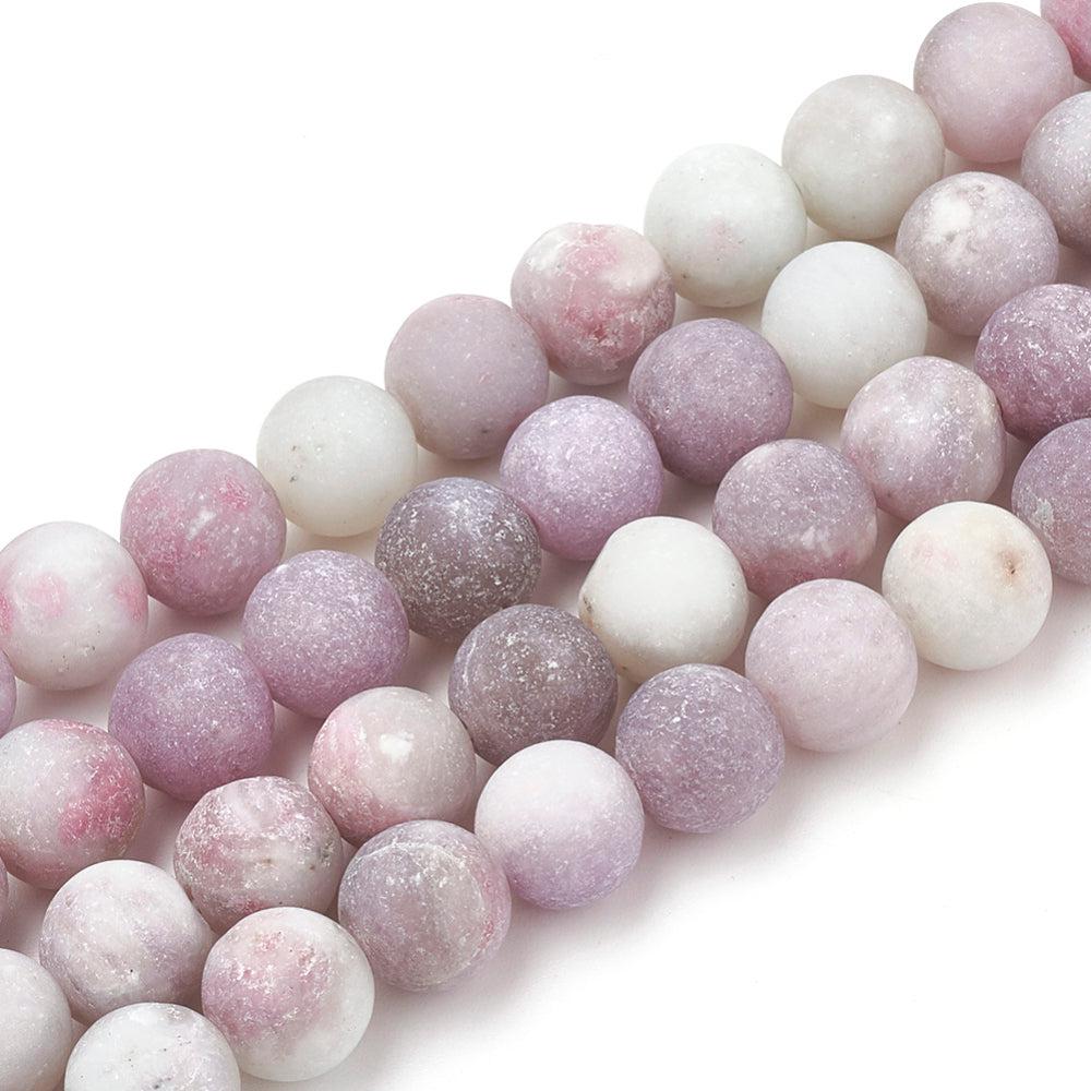 Edelsteen jade lila rond 6mm - 15 stuks-Kralen-Kraaltjes van Renate