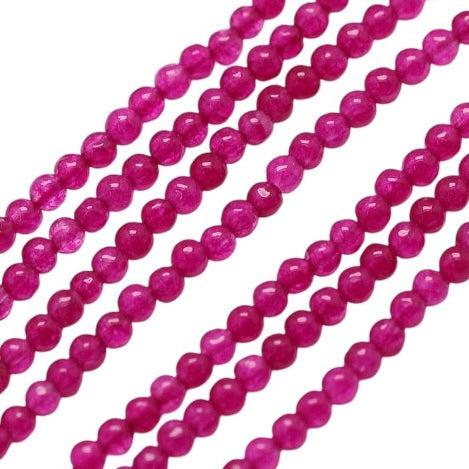 Edelsteen jade magenta 3mm- per ±9cm-bedels-Kraaltjes van Renate