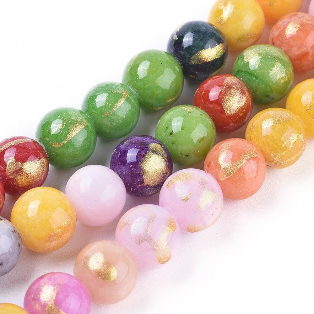 Edelsteen jade multicolor goud 4mm - 25 stuks-Kralen-Kraaltjes van Renate
