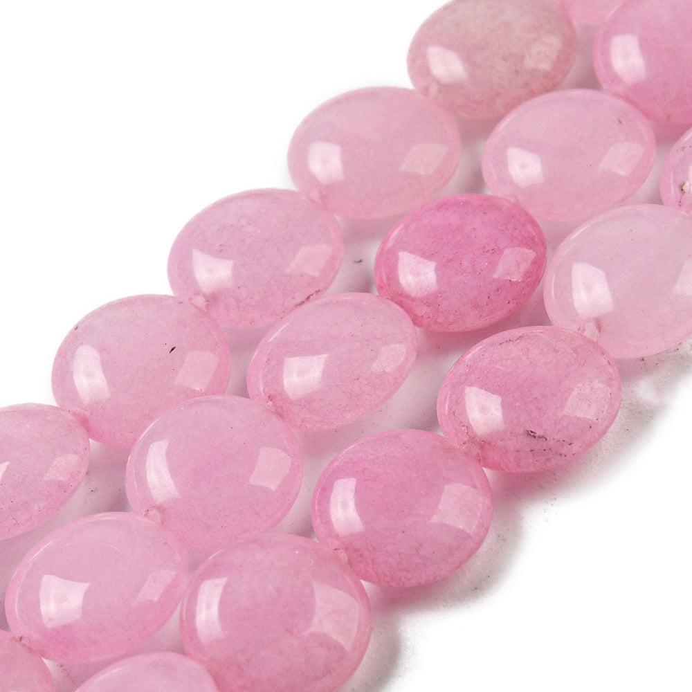 Edelsteen jade plat roze 8x4mm-Kralen-Kraaltjes van Renate
