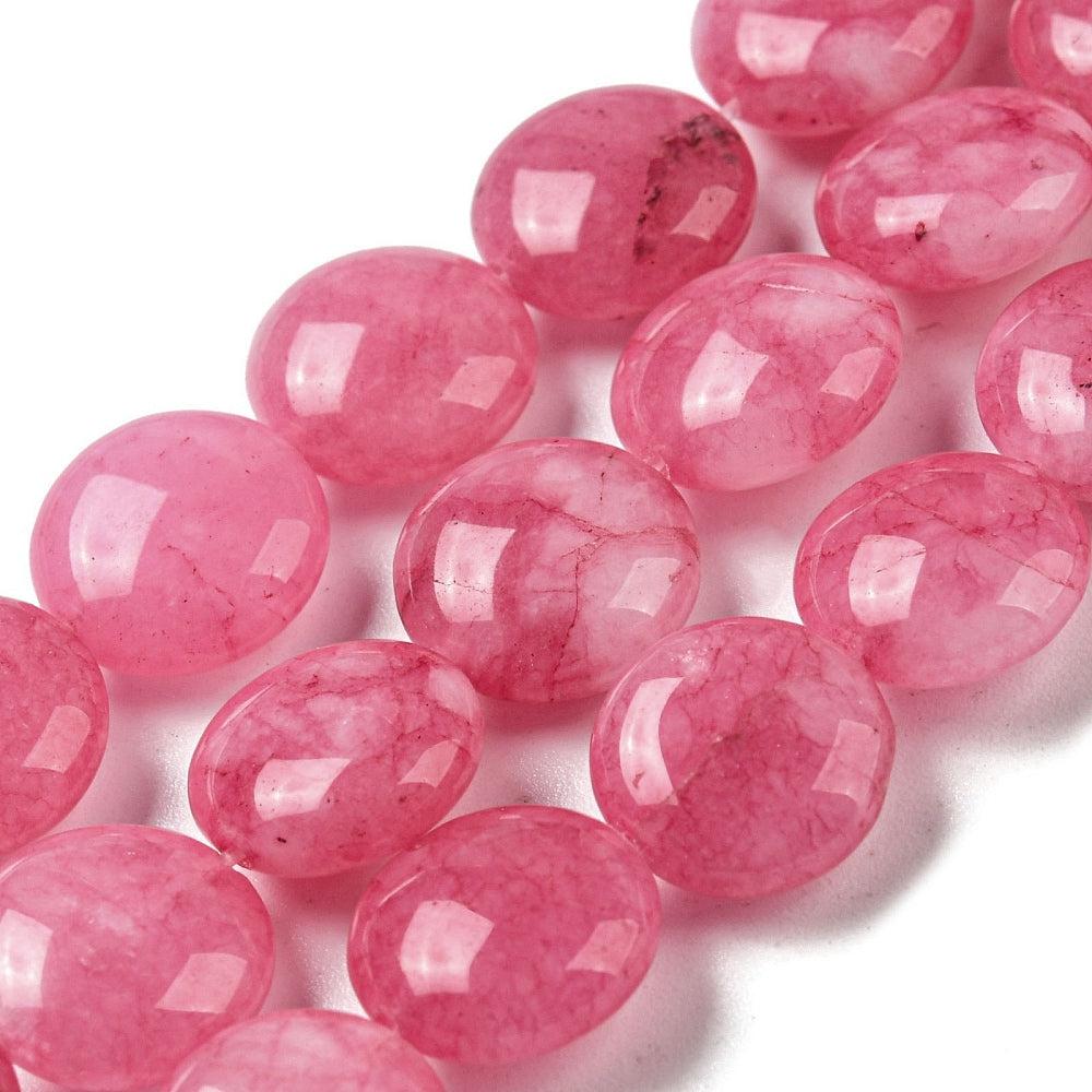 Edelsteen jade plat violet red 10x5mm-Kralen-Kraaltjes van Renate