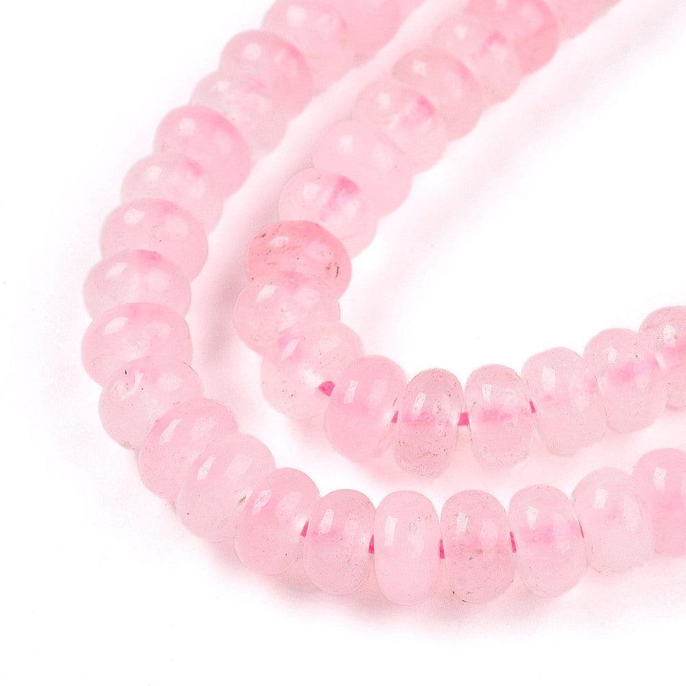 Edelsteen jade rondelle Roze Disc 4,5x2,5m- ± 9cm-Kralen-Kraaltjes van Renate