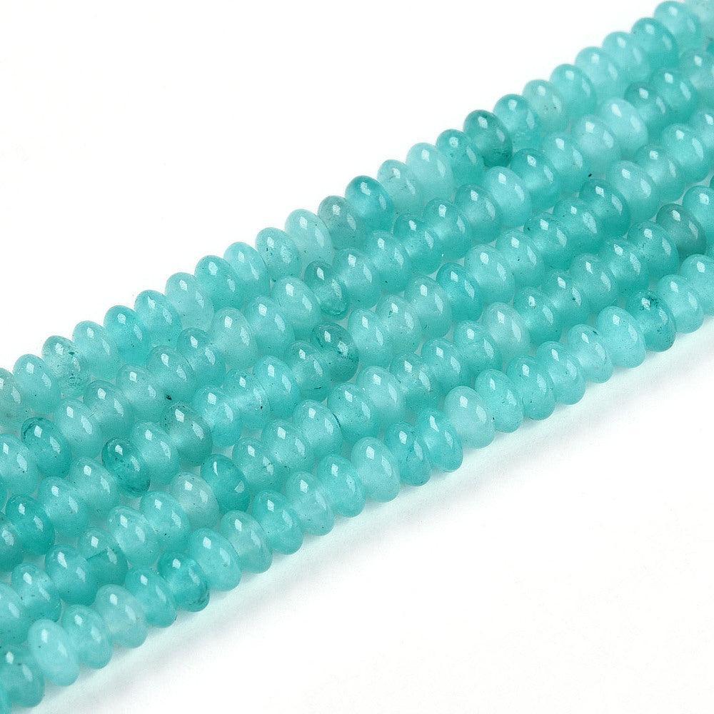 Edelsteen jade rondelle Turquoise Disc 4,5x2,5m- ± 9cm-Kralen-Kraaltjes van Renate