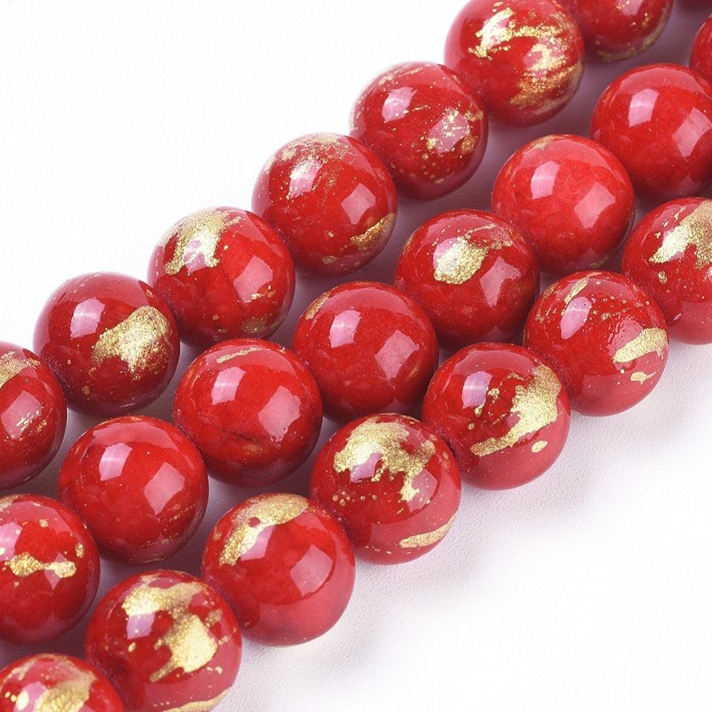 Edelsteen jade rood goud 4mm - 25 stuks-Kralen-Kraaltjes van Renate