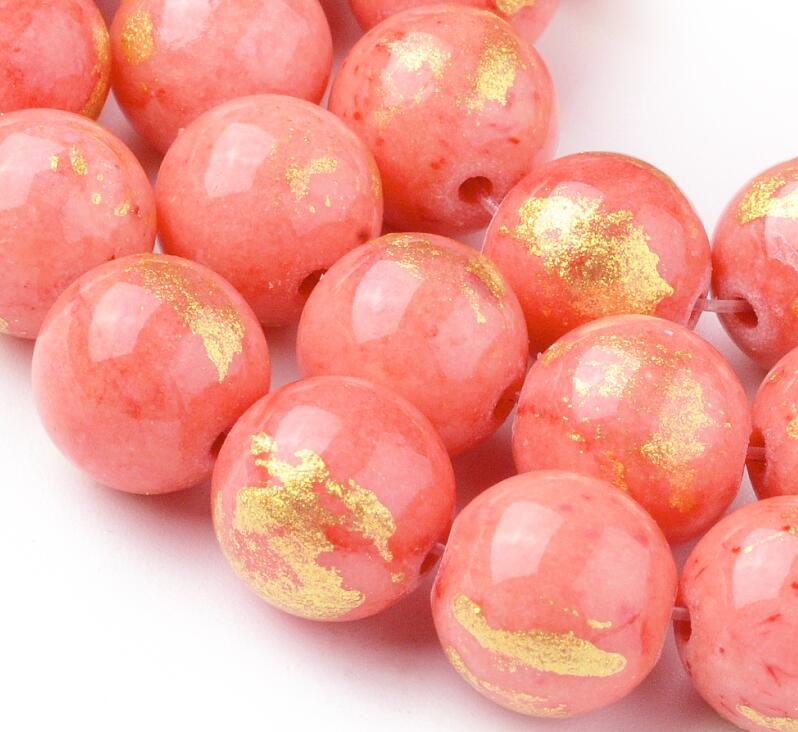 Edelsteen jade roze goud 6mm - 20 stuks-Kralen-Kraaltjes van Renate