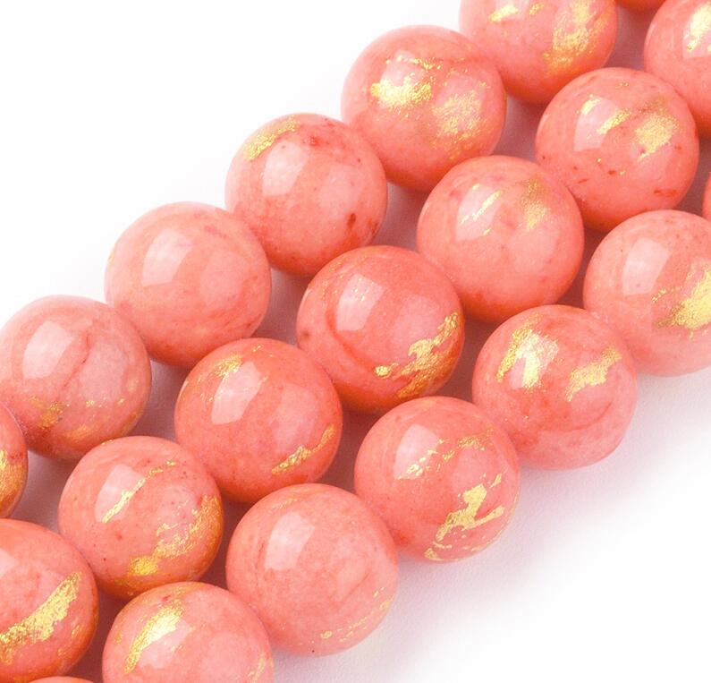 Edelsteen jade roze goud 6mm - 20 stuks-Kralen-Kraaltjes van Renate