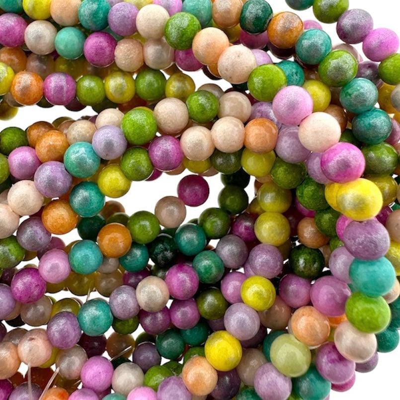 Edelsteen jade silver foil gekleurd 4mm ±90 stuks-Kralen-Kraaltjes van Renate