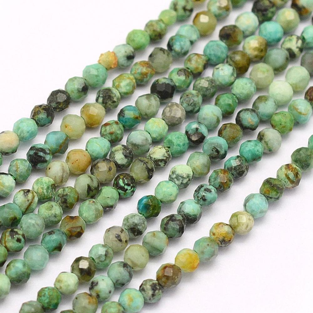 Edelsteen jasper african turquoise faceted 2mm- per ±50 stuks-bedels-Kraaltjes van Renate