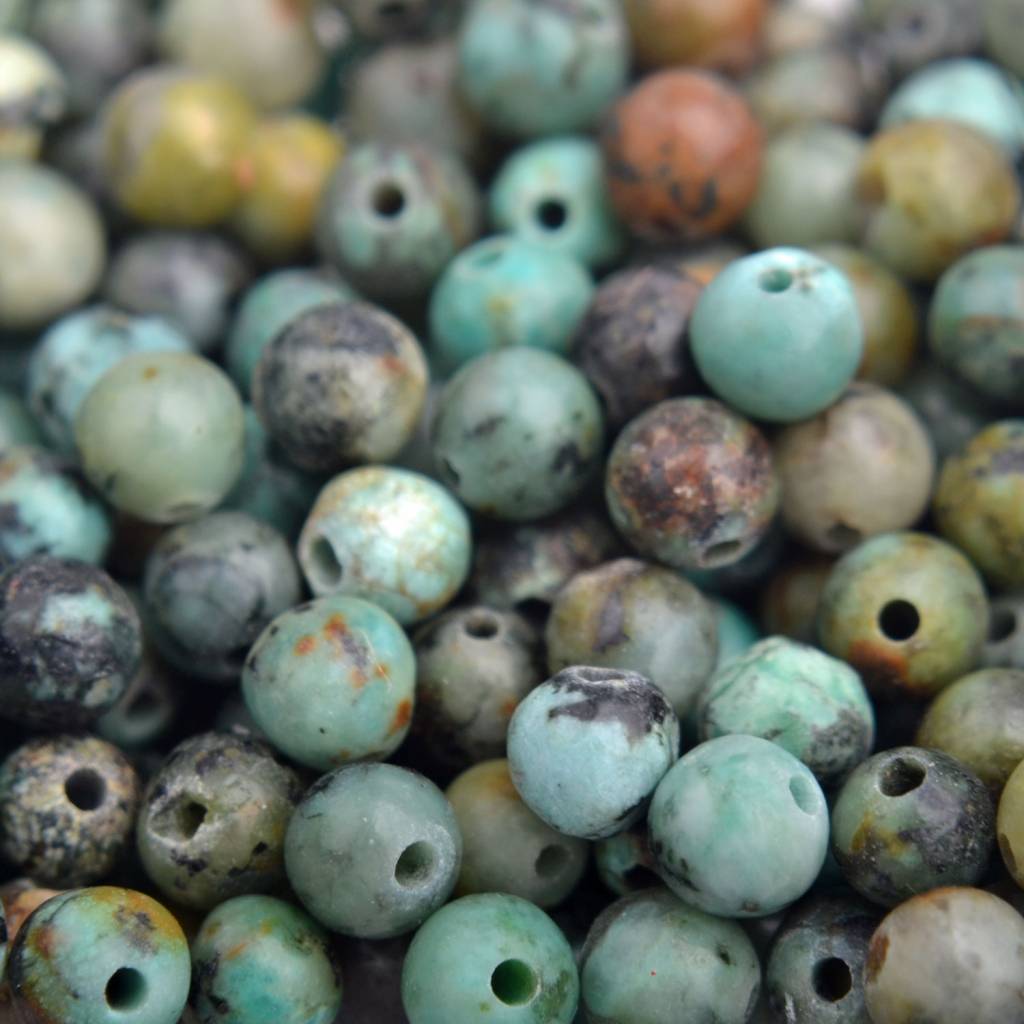 Edelsteen kraal African turquoise rond 4mm - 10 stuks-Kraaltjes van Renate