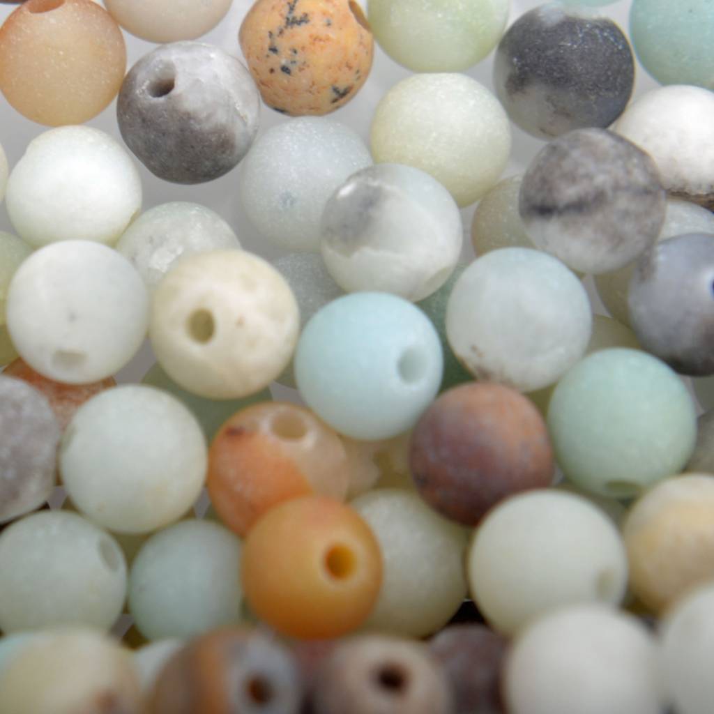 Edelsteen kraal Frosted Amazoniet rond 4mm - 10 stuks-Kraaltjes van Renate