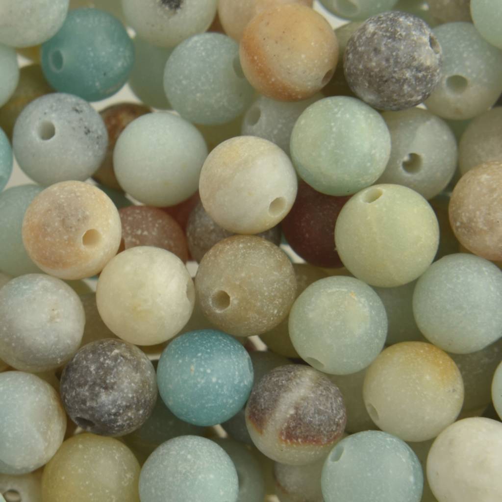 Edelsteen kraal Frosted Amazoniet rond 6mm - 10 stuks-Kraaltjes van Renate