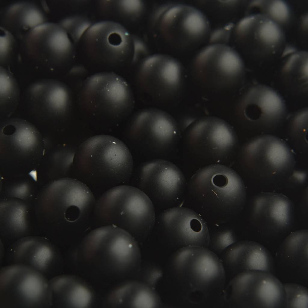 Edelsteen kraal Frosted Black Agaat rond 4mm - 10 stuks-Kraaltjes van Renate