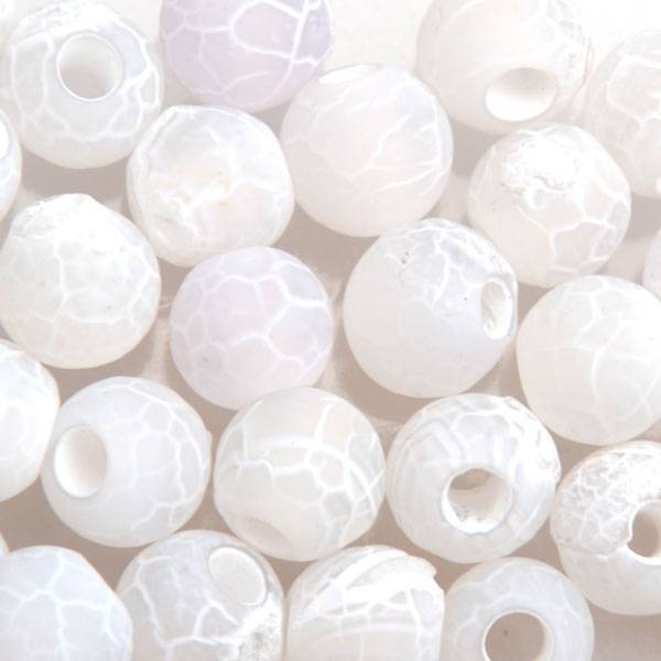 Edelsteen kraal Frosted crackle Agaat wit rond 6mm - 10 stuks-Kraaltjes van Renate