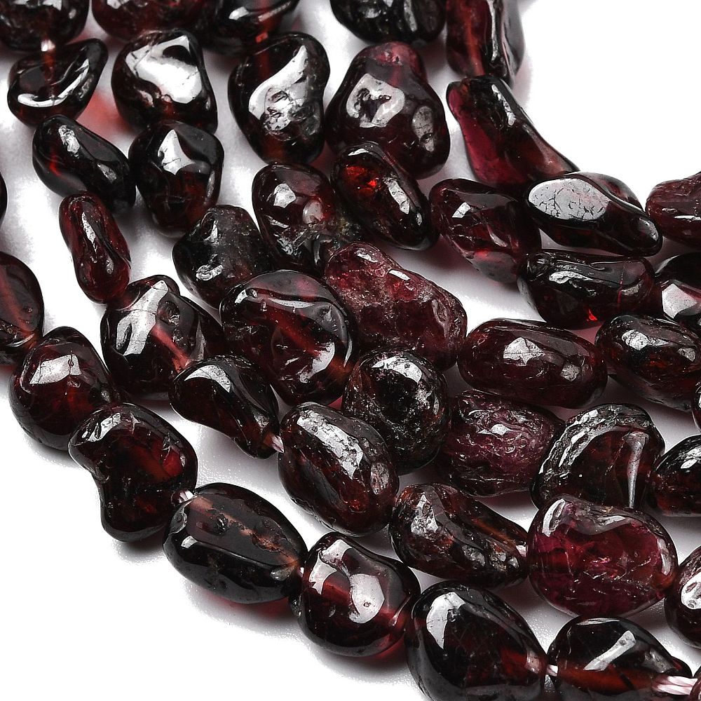 Edelsteen kraal Garnet Plum nugget 9mm - 6 stuks-Kralen-Kraaltjes van Renate