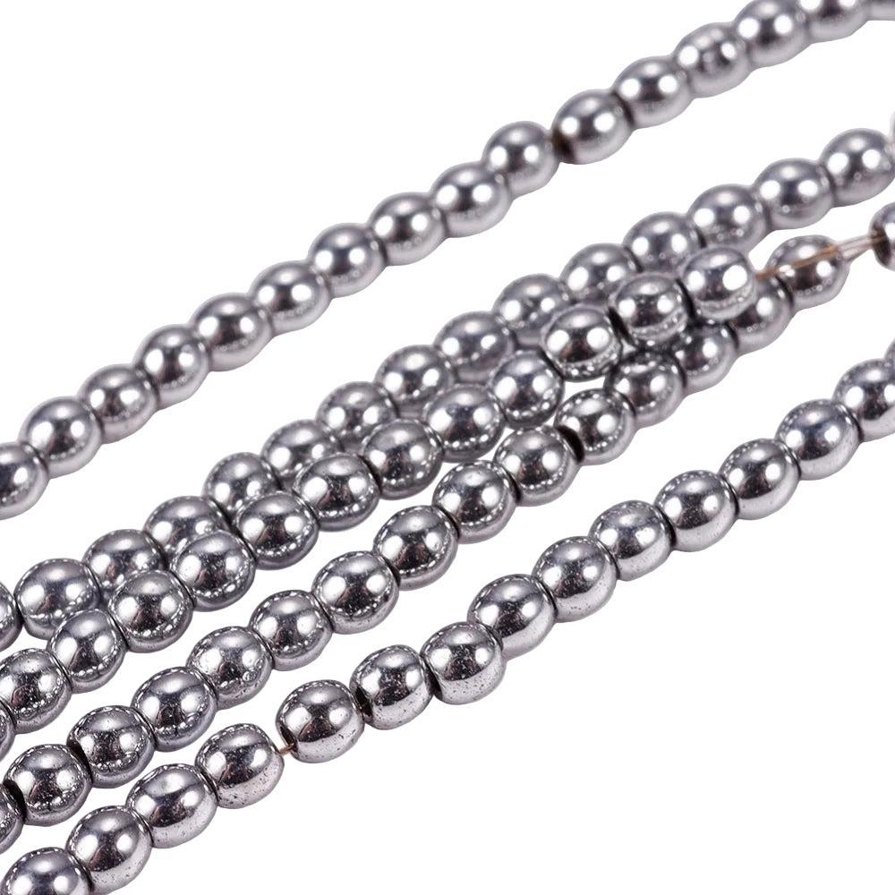Edelsteen kraal Hematiet Platinum plated rond 2mm - per streng (± 200 stuks)-Kralen-Kraaltjes van Renate