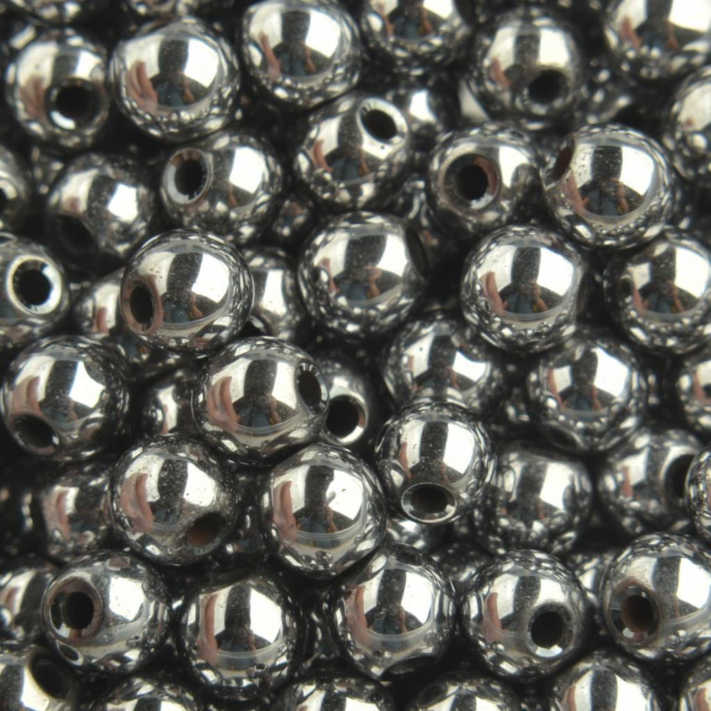 Edelsteen kraal Hematiet Silver plated rond 6mm - 10 stuks-Kraaltjes van Renate