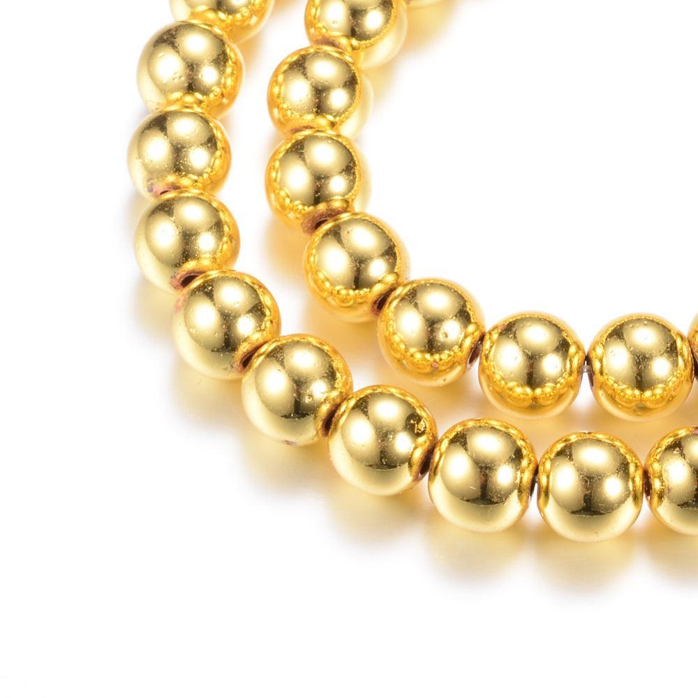 Edelsteen kraal Hematiet gold plated rond 2mm - 165 stuks-Kralen-Kraaltjes van Renate