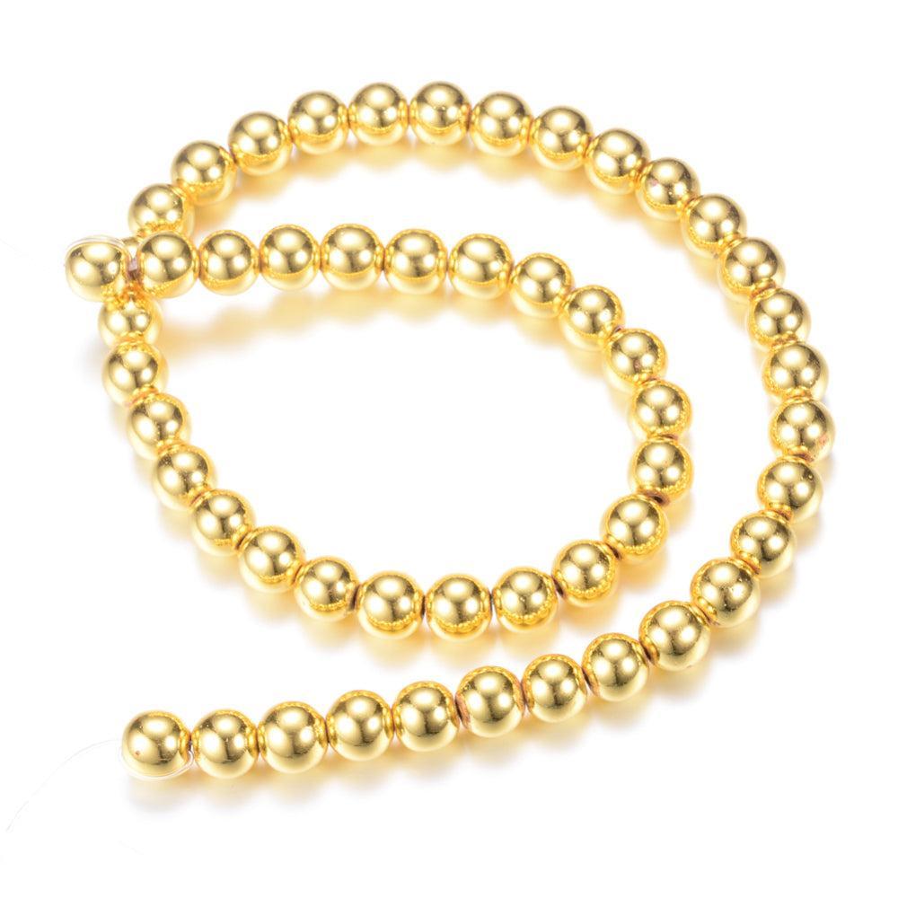 Edelsteen kraal Hematiet gold plated rond 2mm - 165 stuks-Kralen-Kraaltjes van Renate
