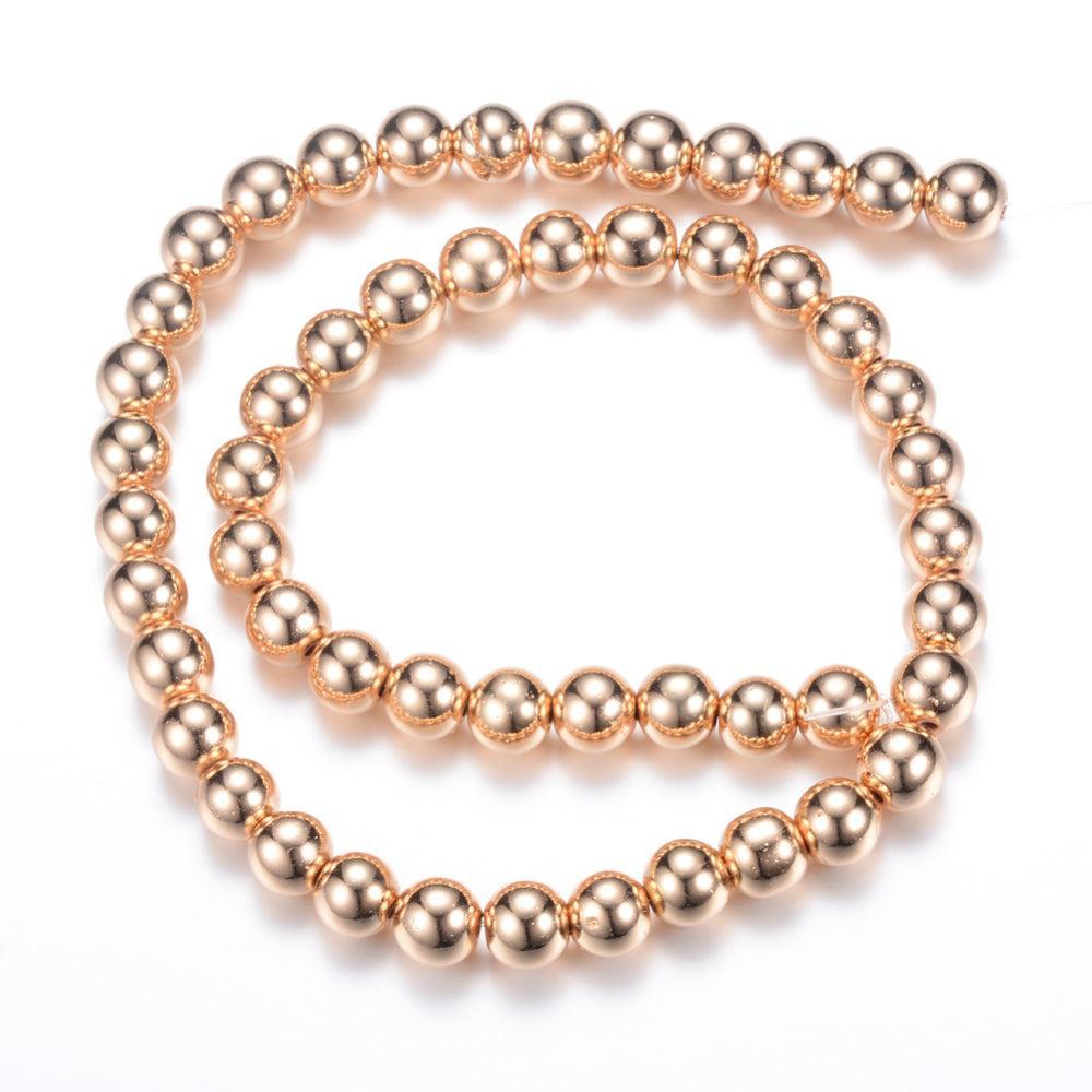 Edelsteen kraal Hematiet light gold plated rond 2mm - ± 165 stuks-Kralen-Kraaltjes van Renate