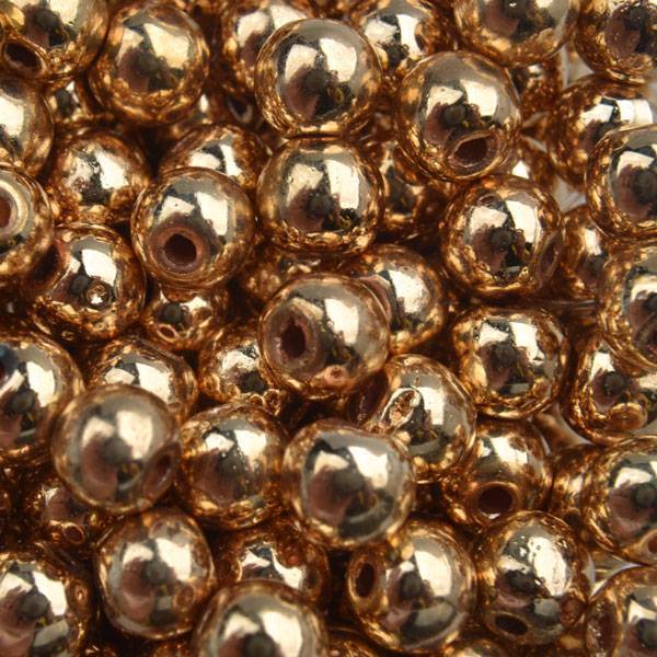 Edelsteen kraal Hematiet light gold plated rond 6mm - 10 stuks-Kraaltjes van Renate