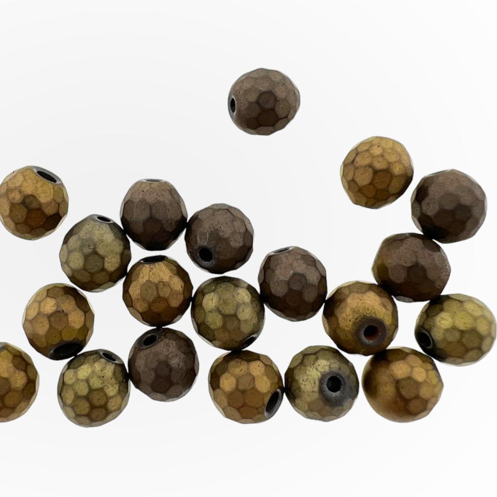 Edelsteen kraal Hematiet mat koper facet rond 6mm - 10 stuks-Kralen-Kraaltjes van Renate