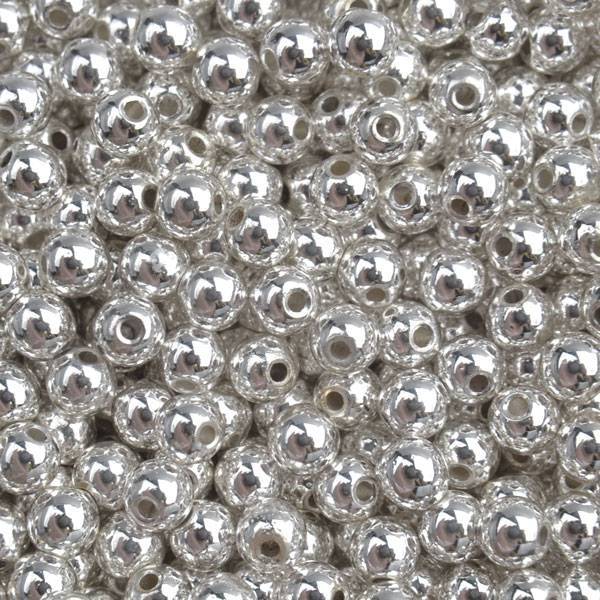 Edelsteen kraal Hematiet silver plated rond 4mm - ±95 stuks-Kraaltjes van Renate