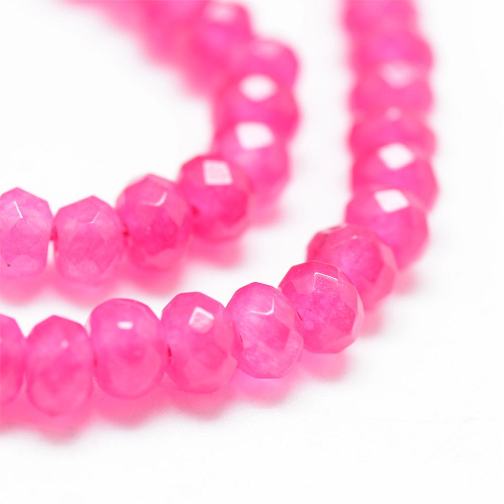 Edelsteen kraal HotPink facet rond 4mm - ± 8cm-Kralen-Kraaltjes van Renate