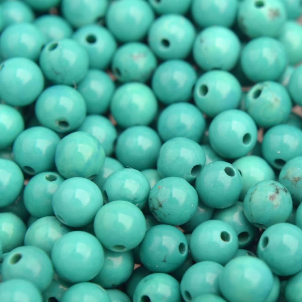 Edelsteen kraal Sinkiang turquoise rond 4mm - 10 stuks-Kraaltjes van Renate