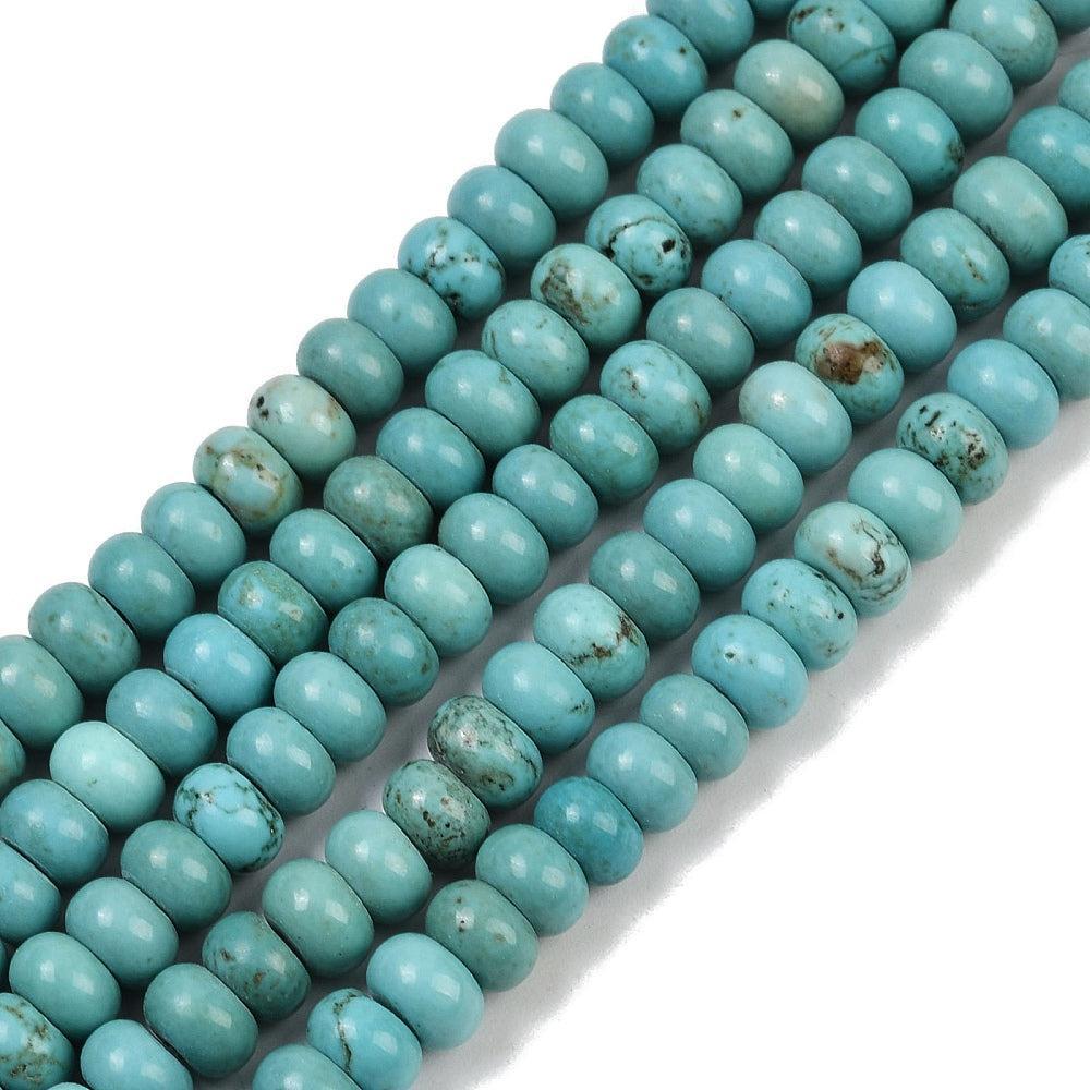 Edelsteen kraal Howlite Rondel Turquoise 6x4mm - per 15 stuks-Kralen-Kraaltjes van Renate