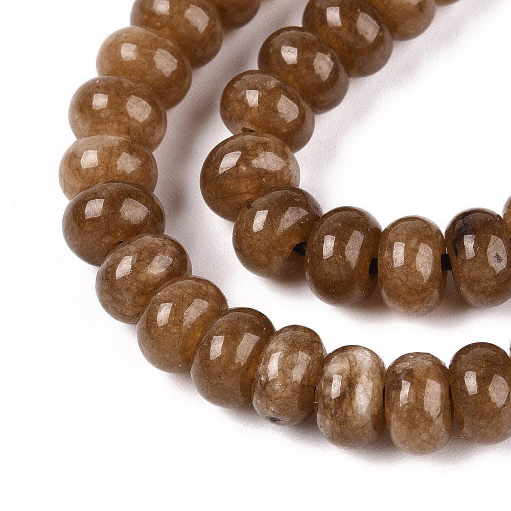Edelsteen kraal Jade Camel Bruin facet rondel 6mm - 15 stuks-Kralen-Kraaltjes van Renate