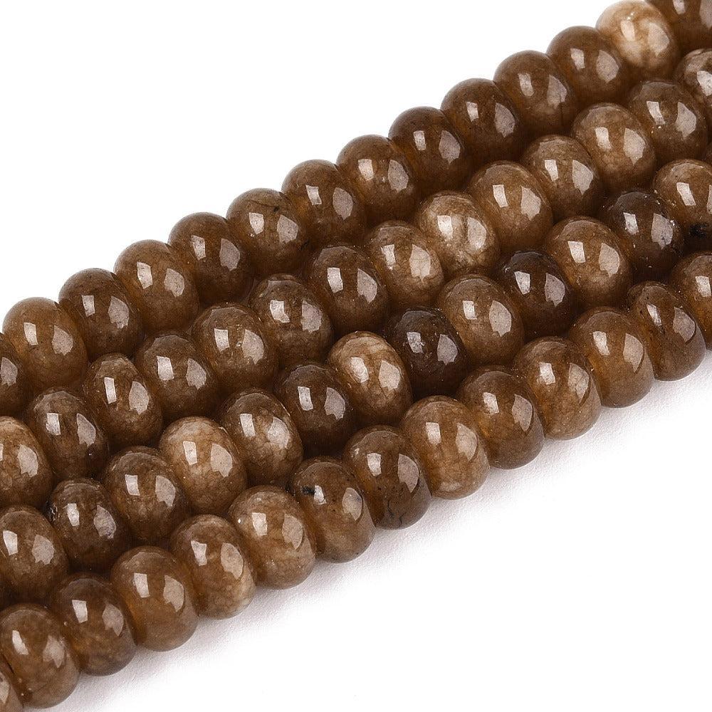 Edelsteen kraal Jade Camel Bruin facet rondel 6mm - 15 stuks-Kralen-Kraaltjes van Renate