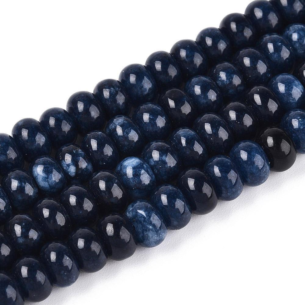 Edelsteen kraal Jade Donkerblauw facet rondel 6mm - 15 stuks-Kralen-Kraaltjes van Renate