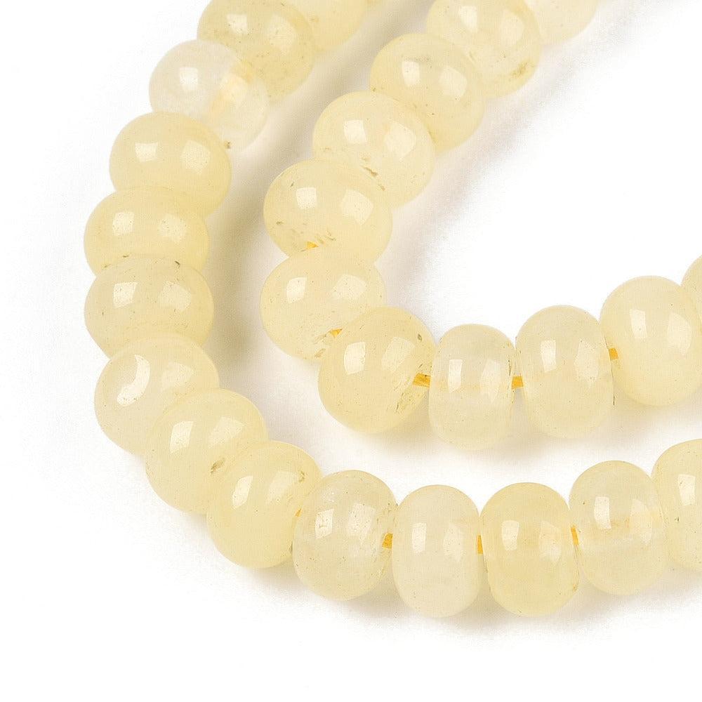 Edelsteen kraal Jade Rondel Pastel Geel 6x4mm - per 15 stuks-Kralen-Kraaltjes van Renate