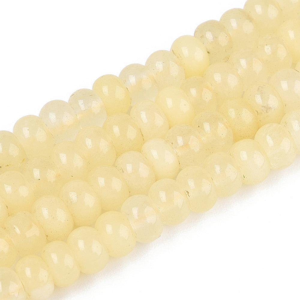 Edelsteen kraal Jade Rondel Pastel Geel 6x4mm - per 15 stuks-Kralen-Kraaltjes van Renate