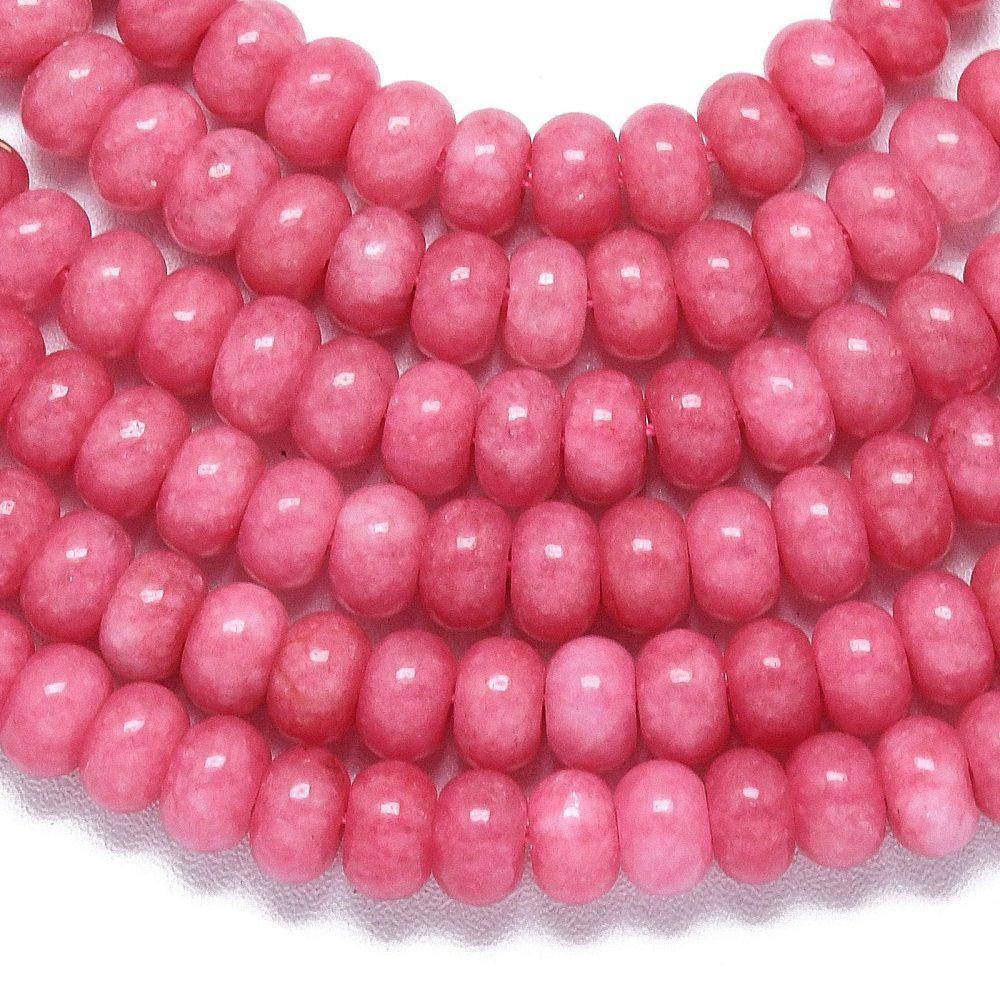 Edelsteen kraal Jade Rondelle Cerise roze 6x4mm - per 15 stuks-Kralen-Kraaltjes van Renate