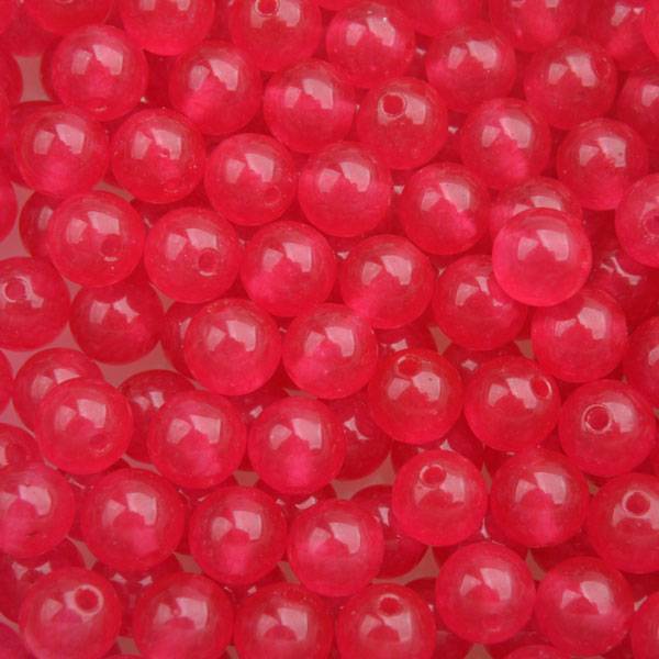 Edelsteen kraal Jade cerise pink rond 6mm - 10 stuks-Kraaltjes van Renate