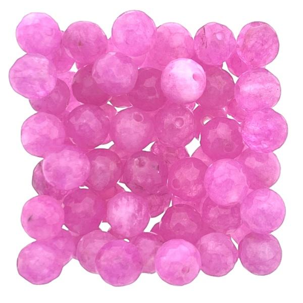 Edelsteen kraal Jade deep pink rond 6mm - 10 stuks-Kraaltjes van Renate