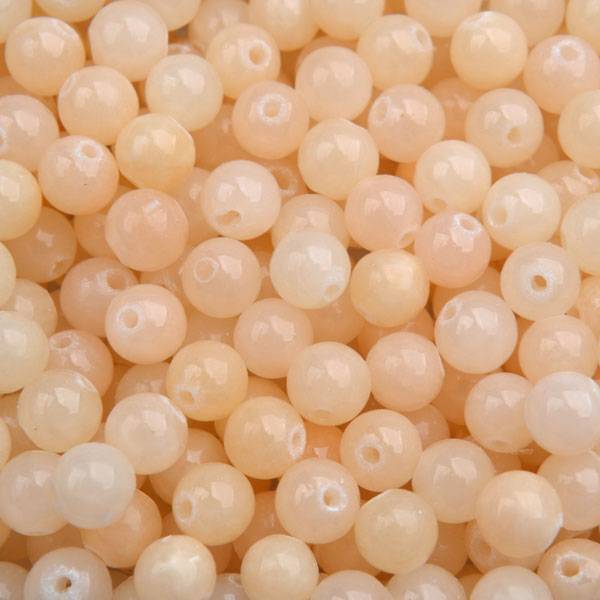 Edelsteen kraal Jade light cream yellow rond 6mm - 10 stuks-Kraaltjes van Renate