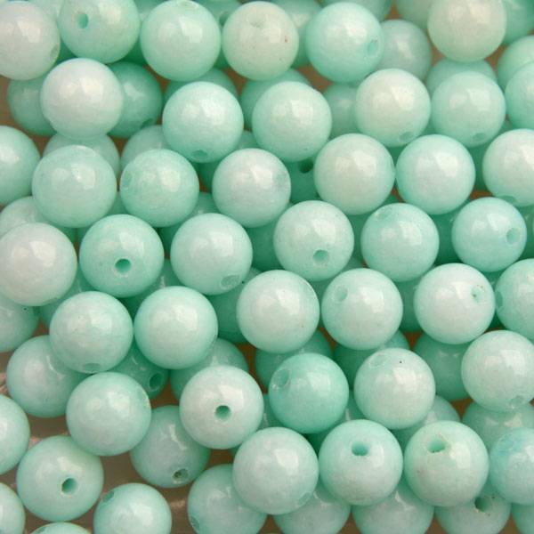 Edelsteen kraal Jade light turquoise green rond 6mm - 10 stuks-Kraaltjes van Renate