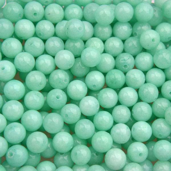 Edelsteen kraal Jade turquoise green rond 6mm - 10 stuks-Kraaltjes van Renate