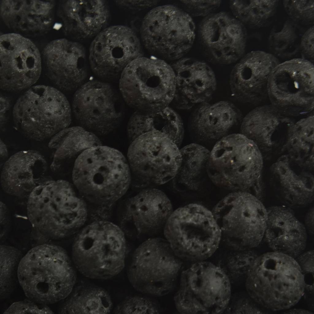 Edelsteen kraal Lava Zwart rond 4mm - 10 stuks-Kraaltjes van Renate