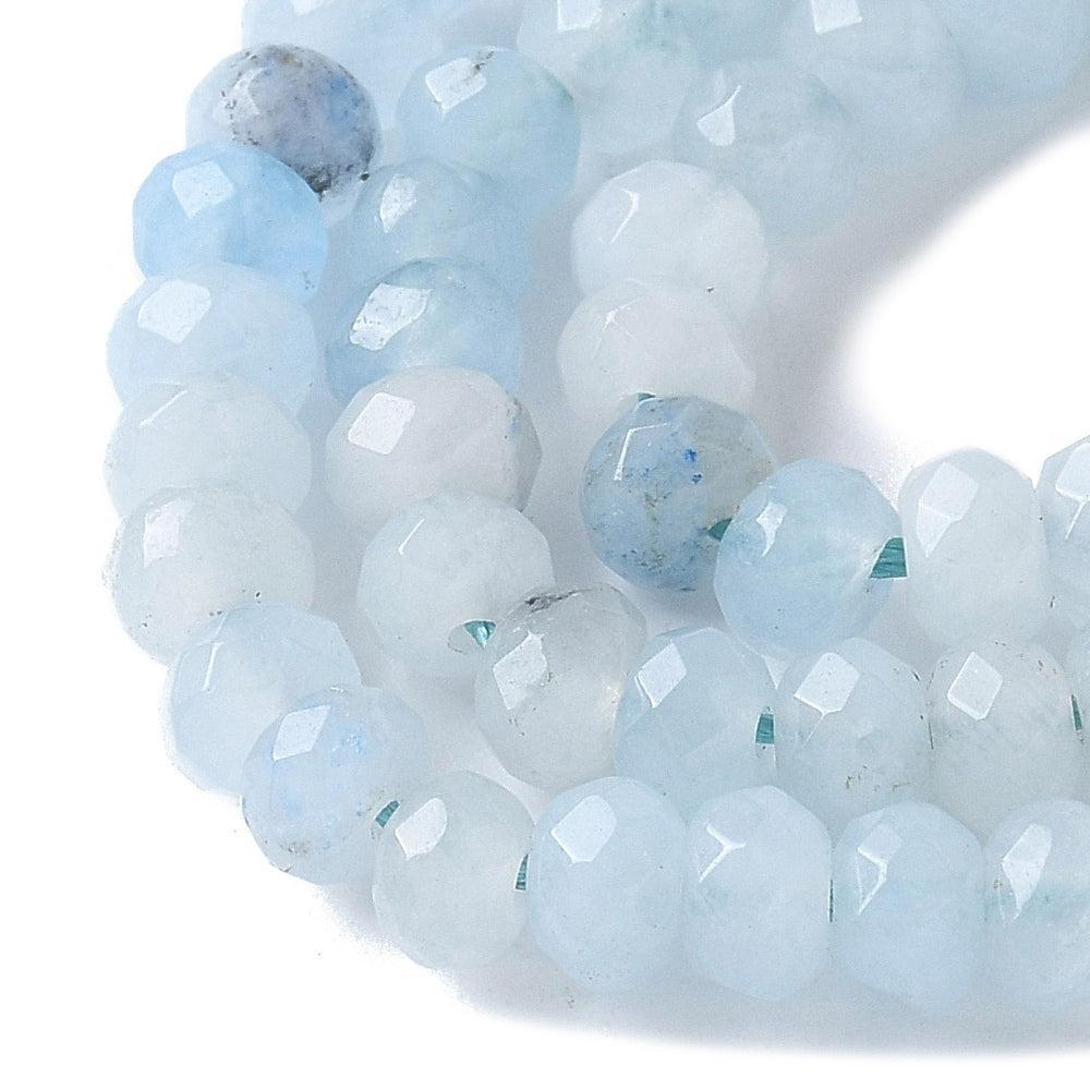 Edelsteen kraal Licht Blauw facet rond 4mm - ± 8cm-Kralen-Kraaltjes van Renate