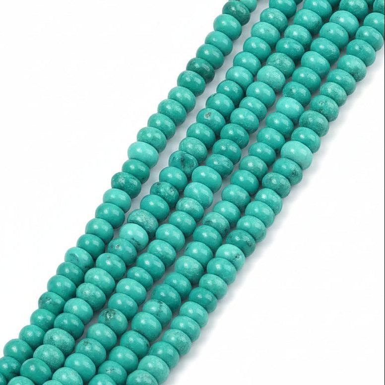 Edelsteen kraal Magneziet Rondel Teal 4x2mm - per 20 stuks-Kralen-Kraaltjes van Renate