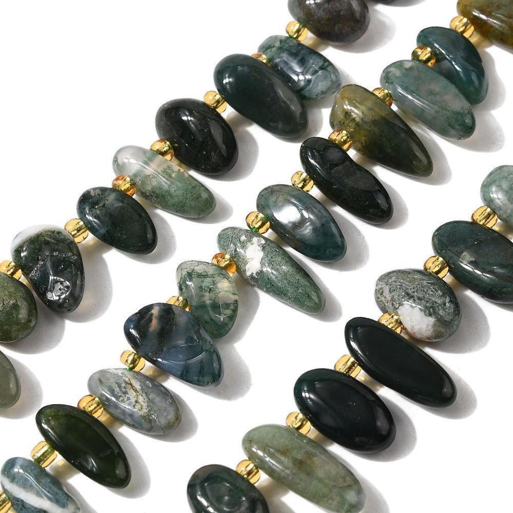 Edelsteen kraal Mos Agaat nugget ±13mm - per stuk-Kralen-Kraaltjes van Renate