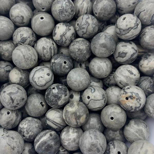 Edelsteen kraal Picasso Jasper rond 12mm-Kraaltjes van Renate