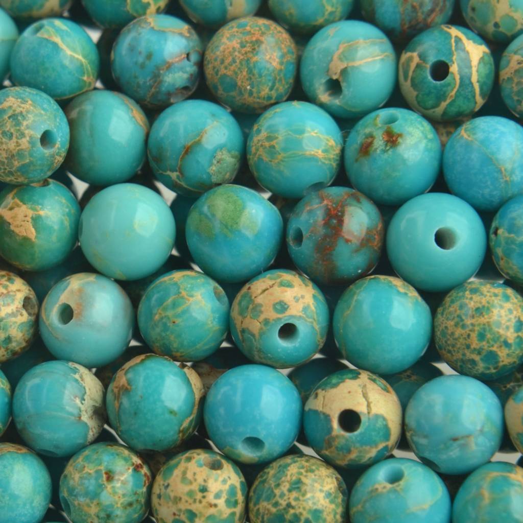 Edelsteen kraal Regaliet Jasper Turquoise rond 6mm - 10 stuks-Kraaltjes van Renate