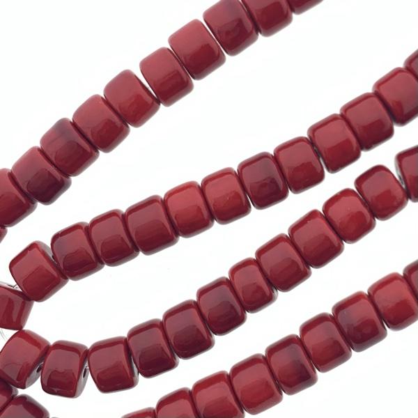 Edelsteen kraal Rood 8x6mm Ø1mm - 4 stuks-Kraaltjes van Renate