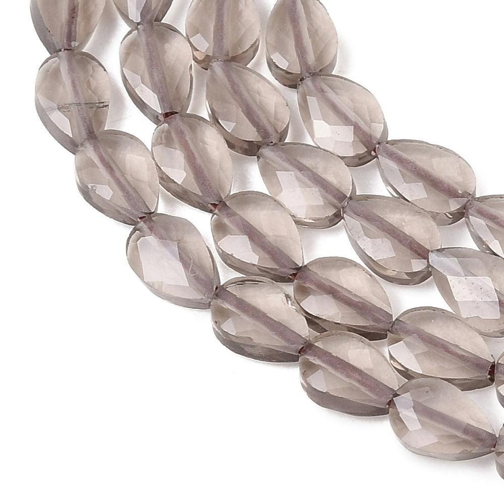 Edelsteen kraal Rookkwarts Druppel facet Grijs 6mm - per stuk kopie-Kralen-Kraaltjes van Renate